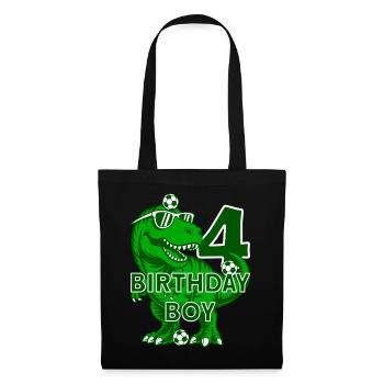4 YEARS BIRTHDAY BOY FOOTBALL 4TH BIRTHDAY - Tote Bag - black - Front