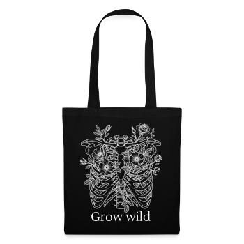 Faire pousser des fleurs à cage thoracique sauvage Roses - Sac en tissu - noir - Devant