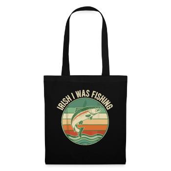 Irish I Was Fishing Retro Fisch - Stoffbeutel - Schwarz - Vorne
