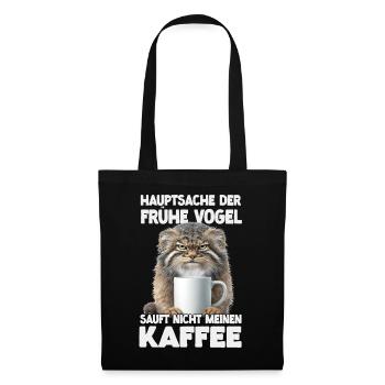 Pallas Cat Manul Kaffee Motiv | Grumpy Wildkatze  - Stoffbeutel - Schwarz - Vorne