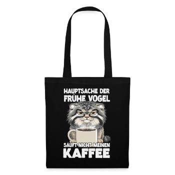 Kaffee Und Pallas Katze Humor Motiv | Manul Katzen - Stoffbeutel - Schwarz - Vorne