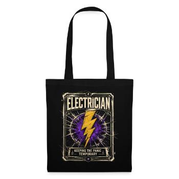 Funny Electrician Quote Retro Workshop Design - Tote Bag - black - Front