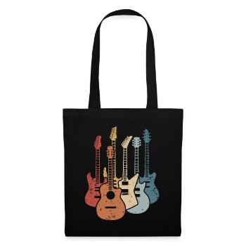 Gitarre Retro Gitarren Musiker Gitarrist Musik - Stoffbeutel - Schwarz - Vorne