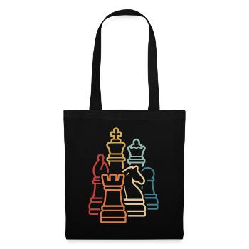 Schach Retro Schachfiguren Schachspieler - Stoffbeutel - Schwarz - Vorne