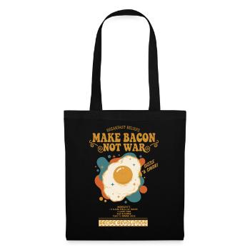 Petit-déjeuner, faire du bacon, pas la guerre, brunch drôle, - Sac en tissu - noir - Devant