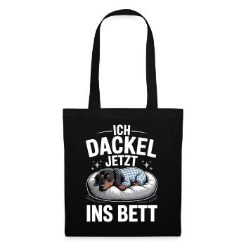Offizielles Schlafshirt Schlafanzug Dackel Hund - Stoffbeutel - Schwarz - Vorne