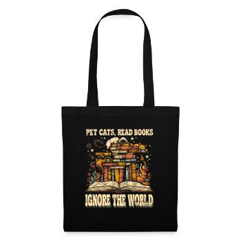 Pet Cats Read Books Ignore The World Cat Book - Tote Bag - black - Front