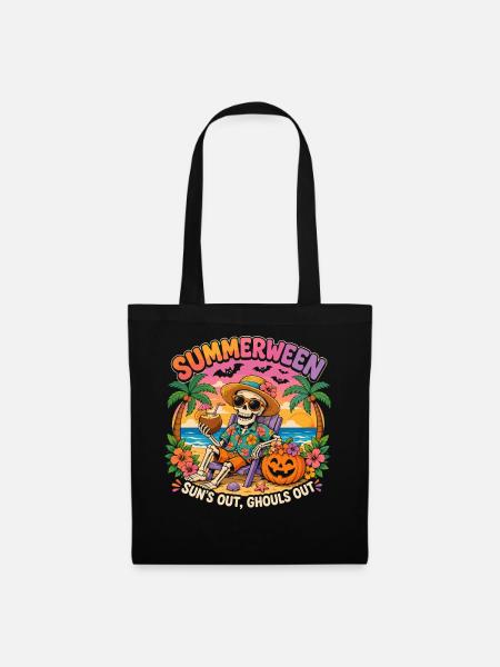 Summerween Halloween Sommerskelett lustiges Geschenk - Stoffbeutel - Schwarz
