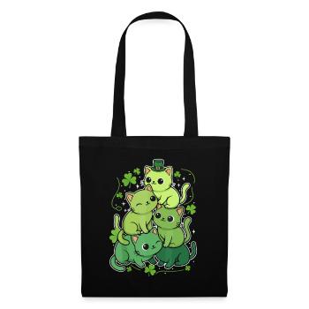 St Patrick's Day Green Cats Shamrock - Tote Bag - black - Front
