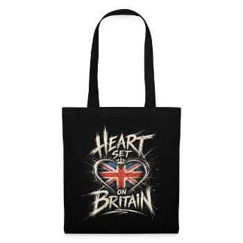 Heart Set On Britain UK Flag Grunge Graphic - Tote Bag - black - Front