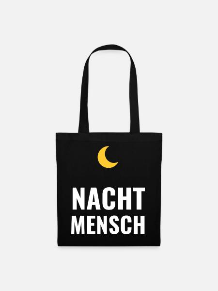 Nachtmensch – Schlichtes Statement - Stoffbeutel - Schwarz