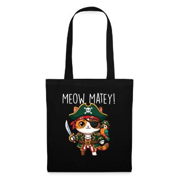 Miaou Matey Chat Pirate Humour - Sac en tissu - noir - Devant