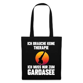 Ich brauche keine Therapie ich muss zum Gardasee - Stoffbeutel - Schwarz - Vorne