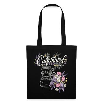 Caffeinated Kaffee Blumen - Stoffbeutel - Schwarz - Vorne