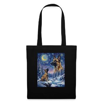 Hurlant à la Lune Mème Chien Belge Malinois - Sac en tissu - noir - Devant
