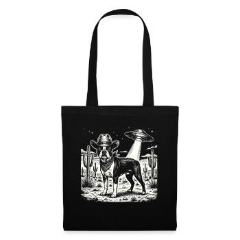 Cowboy Boston Terrier UFO Funny Dog Lover - Tote Bag - black - Front