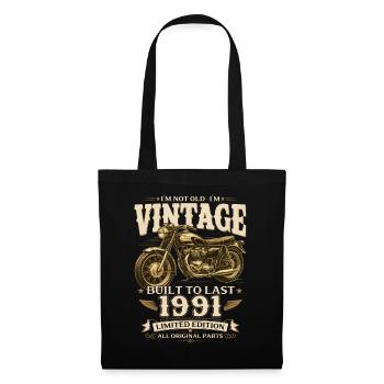 Cadeau pour le 35e anniversaire Biker Vintage 1991 - Sac en tissu - noir - Devant