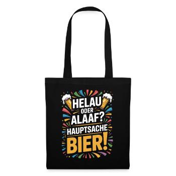 Bier Karneval Fasching Köln Helau oder Alaaf Bier - Stoffbeutel - Schwarz - Vorne
