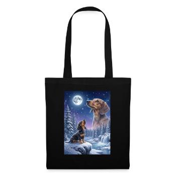 Howling to the Moon Meme Dog Dachshund - Tote Bag - black - Front