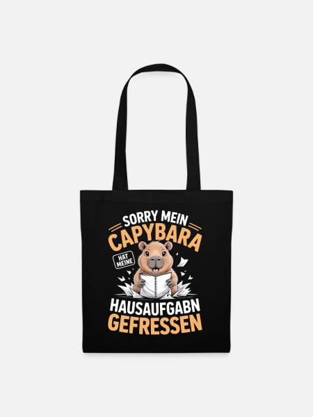 Capybara Hausaufgaben - Stoffbeutel - Schwarz