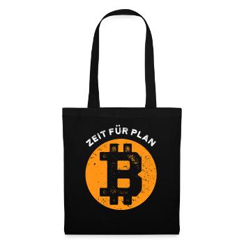 Bitcoin - Zeit für Plan B - Krypto Geschenk - Stoffbeutel - Schwarz - Vorne