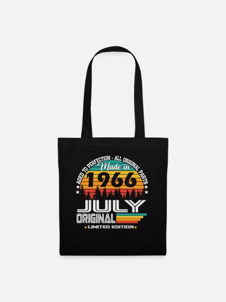 Juli 1966 Jahrgang Geburtstag Vintage Retro - Stoffbeutel - Schwarz