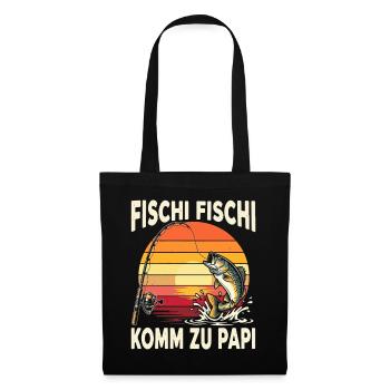Fischi Fischi Komm zu Papi - Stoffbeutel - Schwarz - Vorne