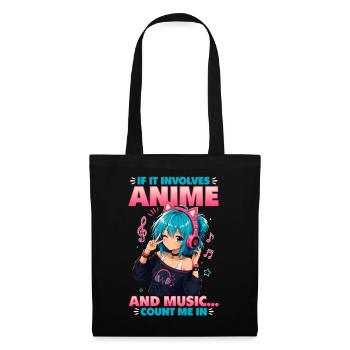 Anime and Music Chibi - Stoffbeutel - Schwarz - Vorne