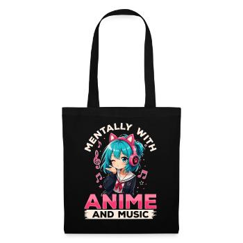 Anime et musique Chibi - Sac en tissu - noir - Devant
