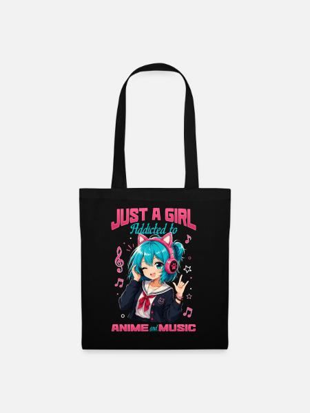 Anime and Music Chibi - Stoffbeutel - Schwarz