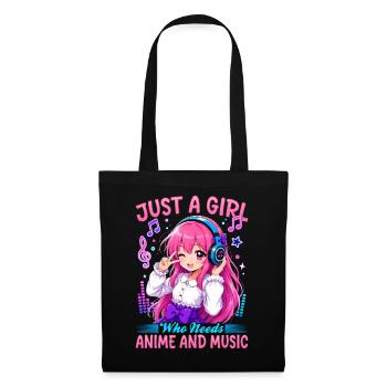Anime and Music Chibi - Stoffbeutel - Schwarz - Vorne