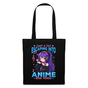 Anime et musique Chibi - Sac en tissu - noir - Devant