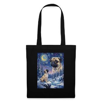 Hurlant à la Lune, chien meme Carlin - Sac en tissu - noir - Devant