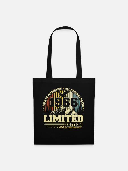 Jahrgang 1966 Vintage Retro Geburtstag Geschenk - Stoffbeutel - Schwarz