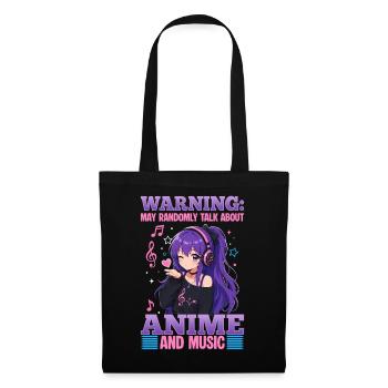 Anime et musique Chibi - Sac en tissu - noir - Devant