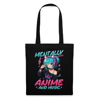 Anime et musique Chibi - Sac en tissu - noir - Devant