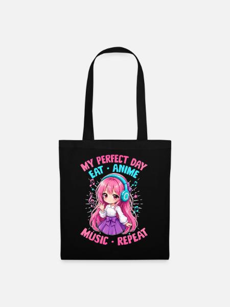 Anime and Music Chibi - Stoffbeutel - Schwarz