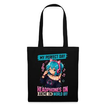 Anime and Music Chibi - Stoffbeutel - Schwarz - Vorne