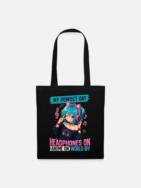 Anime and Music Chibi - Stoffbeutel - Schwarz