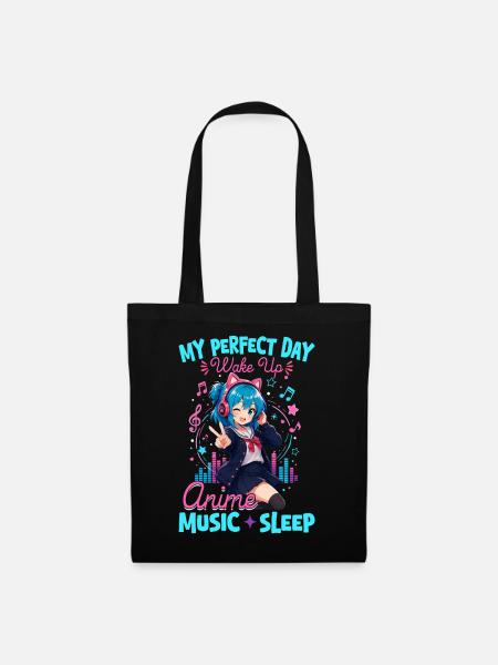 Anime and Music Chibi - Stoffbeutel - Schwarz
