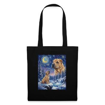 Hurlant vers la Lune Mème Chien Shar Pei - Sac en tissu - noir - Devant