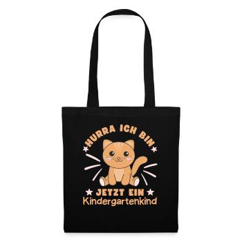Hurra Ich Bin Jetzt Ein Kindergartenkind Katze - Stoffbeutel - Schwarz - Vorne