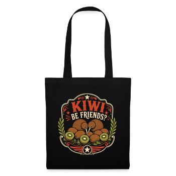 Kiwi Be Friends Oiseau Drôle Fruit Design - Sac en tissu - noir - Devant