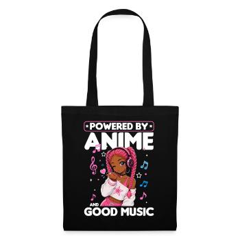 Anime and Music Chibi Black Girl - Stoffbeutel - Schwarz - Vorne