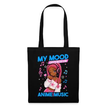 Anime and Music Chibi Black Girl - Stoffbeutel - Schwarz - Vorne