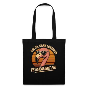 Kann Losgehen Es Eskaliert Eh Flamingo Party - Stoffbeutel - Schwarz - Vorne
