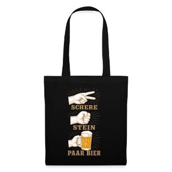 Schere Stein und ein Paar Bier lustige Bier Spruch - Stoffbeutel - Schwarz - Vorne