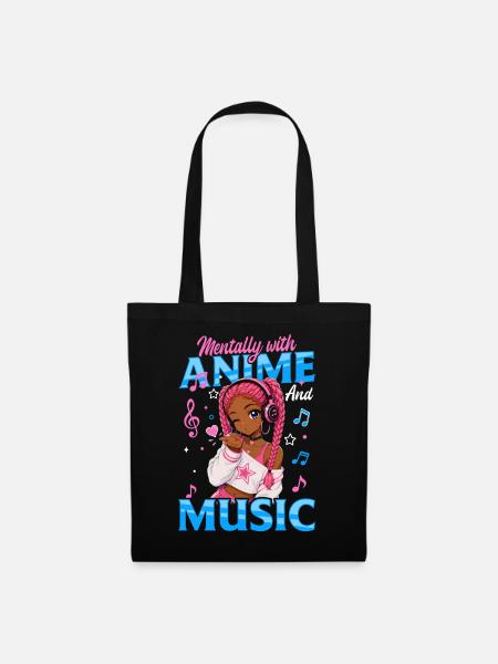 Anime and Music Chibi Black Girl - Stoffbeutel - Schwarz
