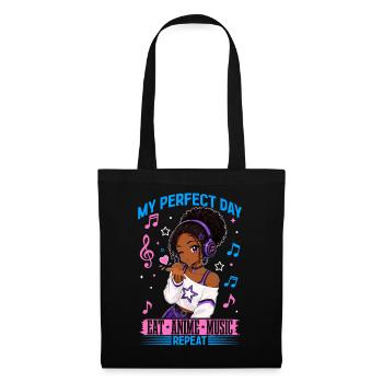 Anime et musique Anniversaire Chibi Black Girl - Sac en tissu - noir - Devant