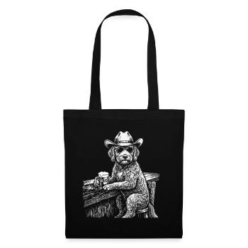 Chien Cowboy Bière Labradoodle drôle - Sac en tissu - noir - Devant
